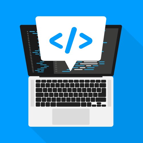 Cross-platform software coding laptop digital vector image