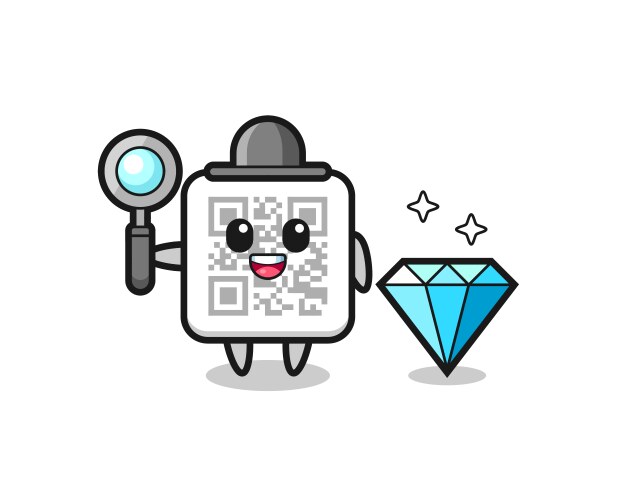 Qr code character with a diamond vector image