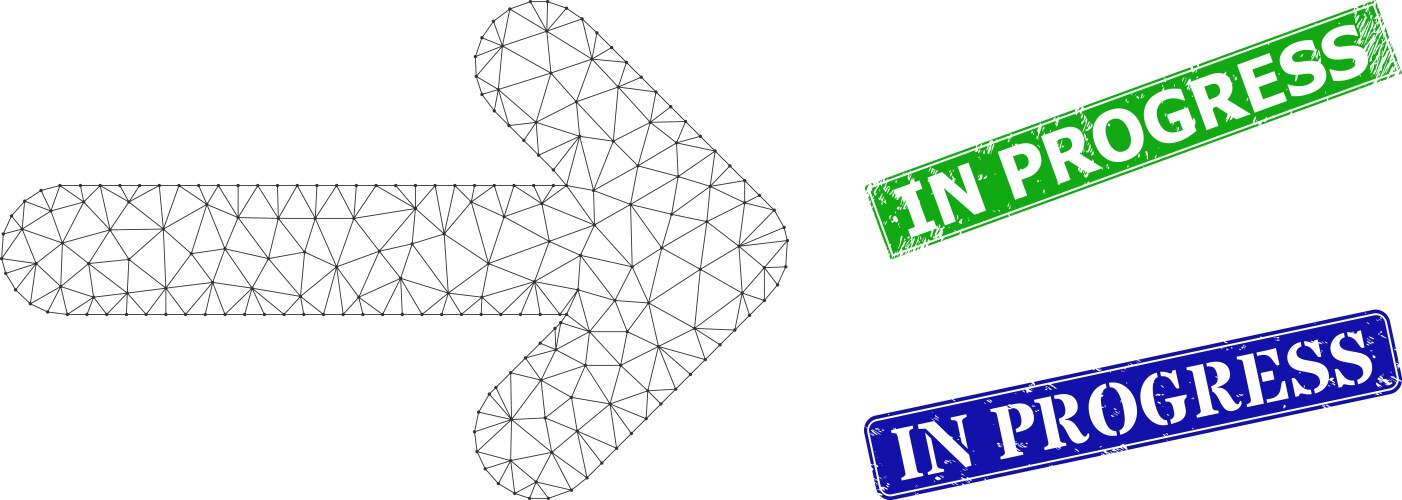 Scratched in progress badges and triangular mesh vector image