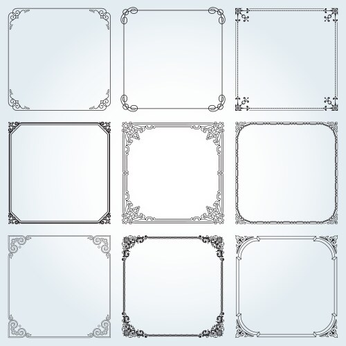 Decorative frames and borders square set Vector Image