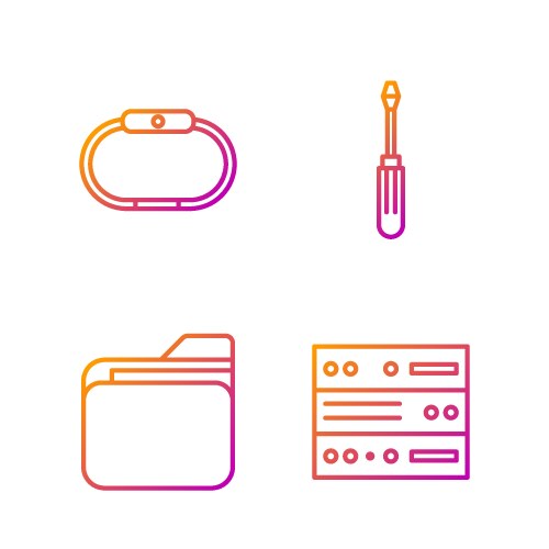 Set line server data web hosting document vector image
