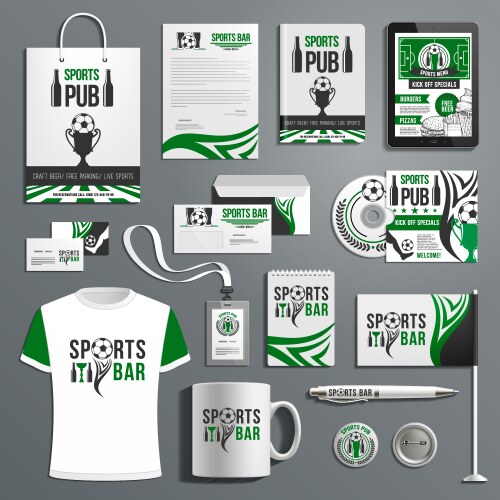 Sports Bar Branding Kit Vector Image