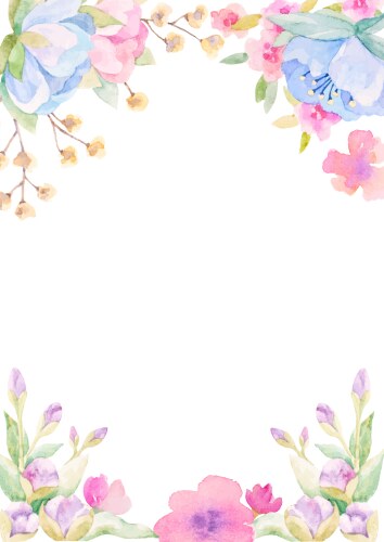 Watercolor Floral Wedding Invitation Vector Image