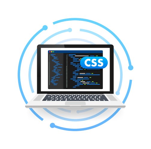 Laptop showing cascading style sheets programming vektorbild