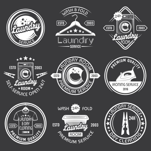 Laundry Cleaning Service Emblems Vector Image