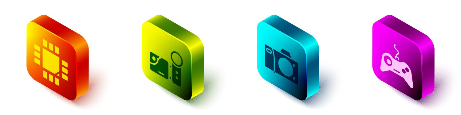 Set isometric processor with microcircuits cpu vector image