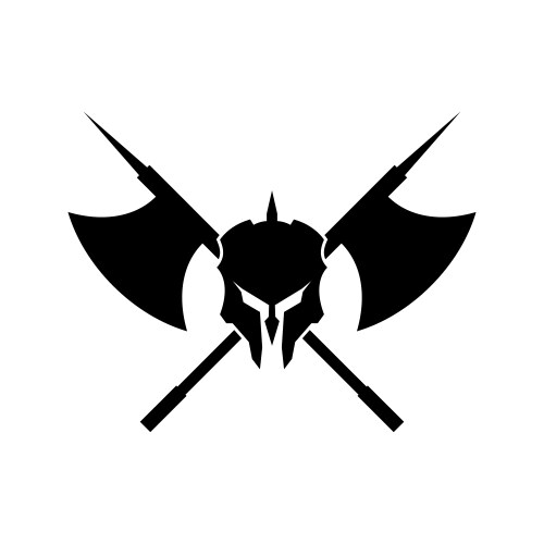 Spartan logo helmet axes design Vector Image