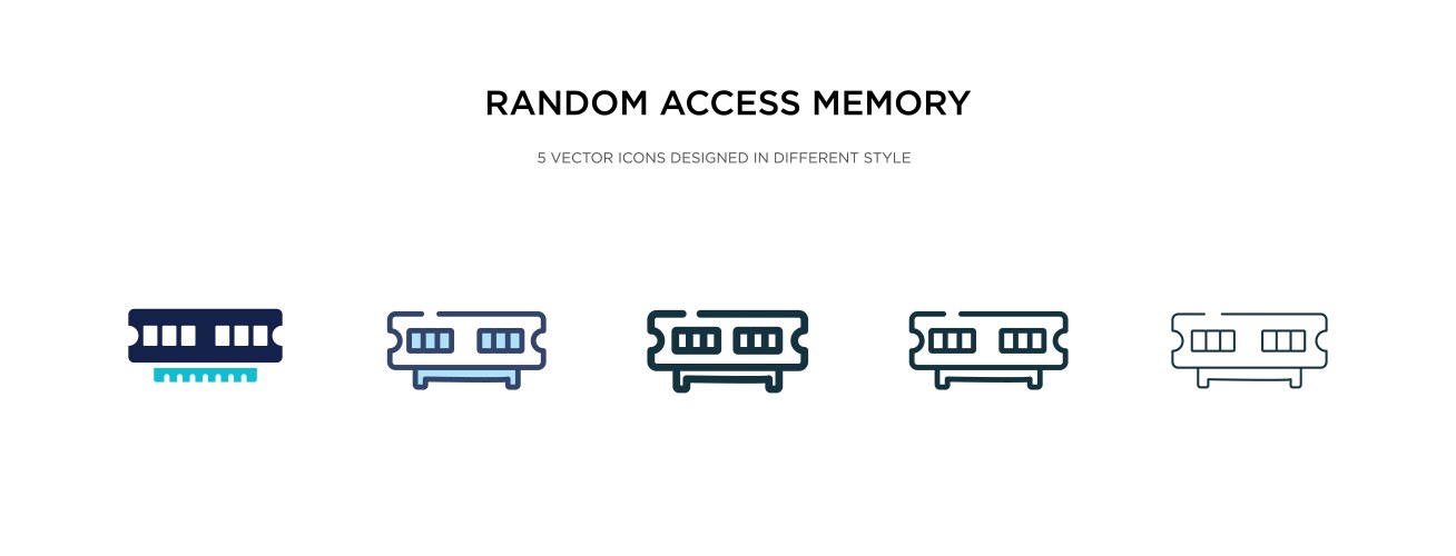 Random access memory chip icon in different style vector image