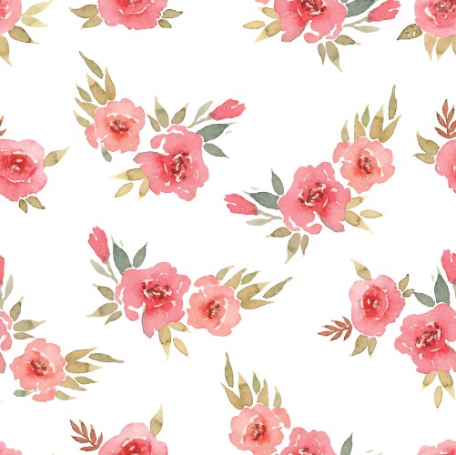 seamless pattern watercolor flowers vector image