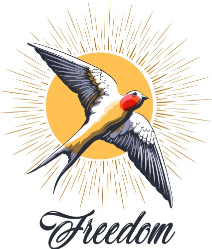 Flying Swallow Tattoo Art Vector Image