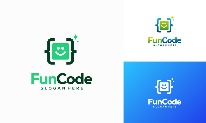 Fun code logo designs concept coding programmer vektorbild