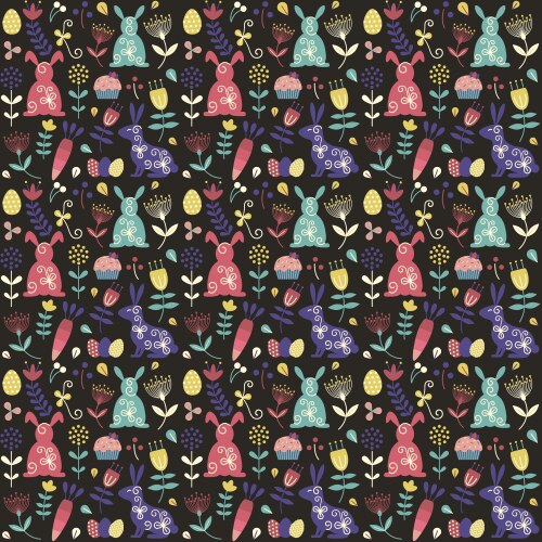 Easter bunny seamless pattern slavic flowers Vector Image