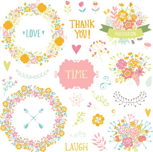 Wedding flower set Royalty Free Vector Image - VectorStock