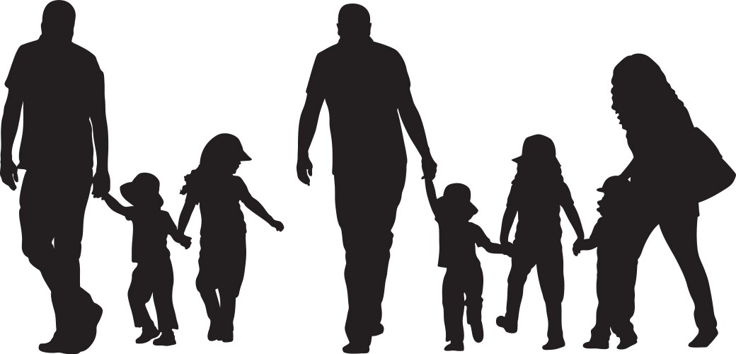 Family Silhouette Holding Hands Vector Image