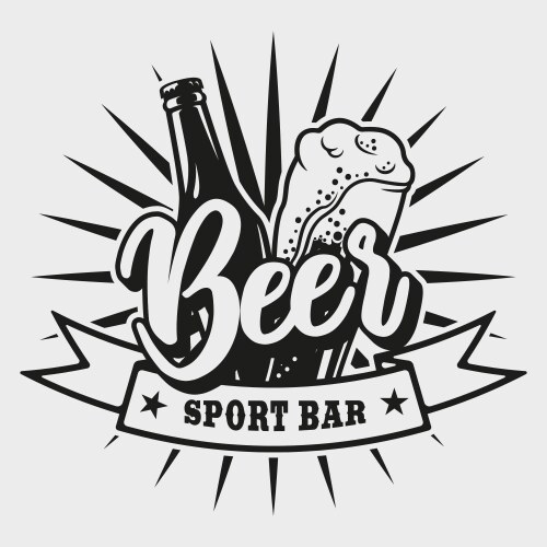 Beer Bar Logo - Bottle & Glass Vector Image