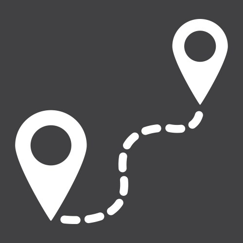 Distance solid icon navigation route map pointer vector image