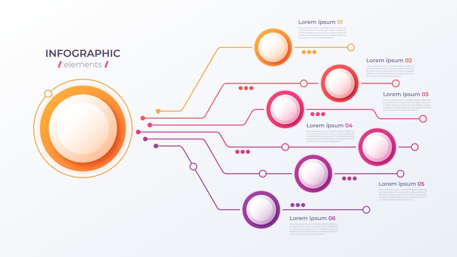 Circle chart infographic template with 6 options Vector Image