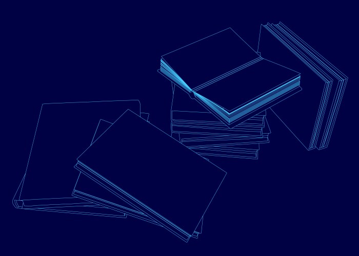 Stack of books with the top one open vector image