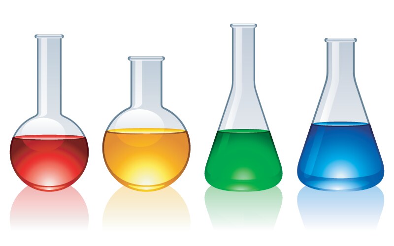Laboratory with flasks isolated Royalty Free Vector Image