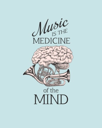 Vintage Brain & Musical Instrument Vector Image
