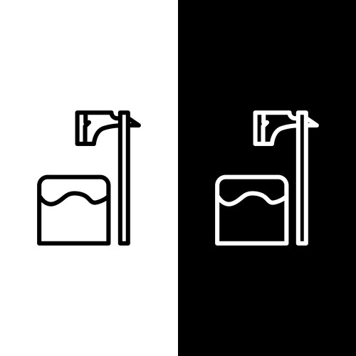 Set line executioner axe in tree block icon vector image