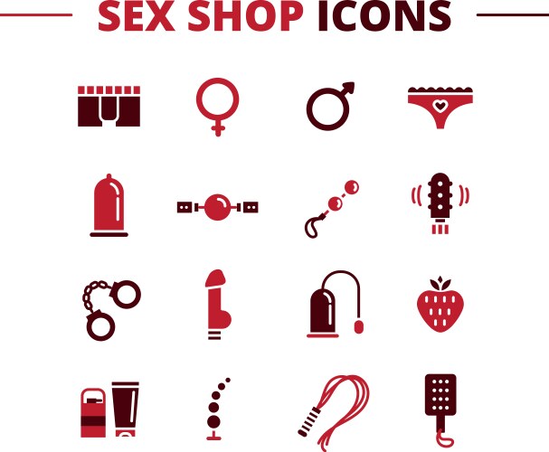 sex shop icons set trendy two color line vector image