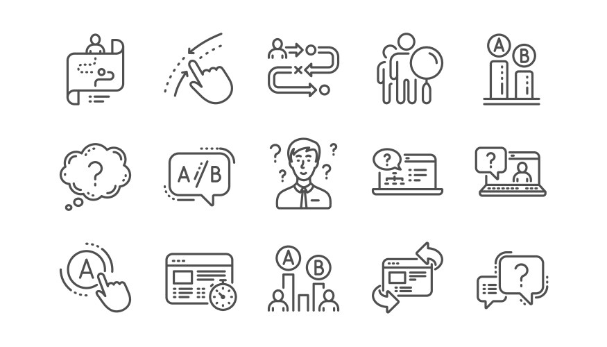Ux line icons ab testing journey path map vector image