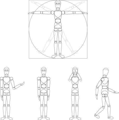 logo - robotics the vitruvian man da vinci vector