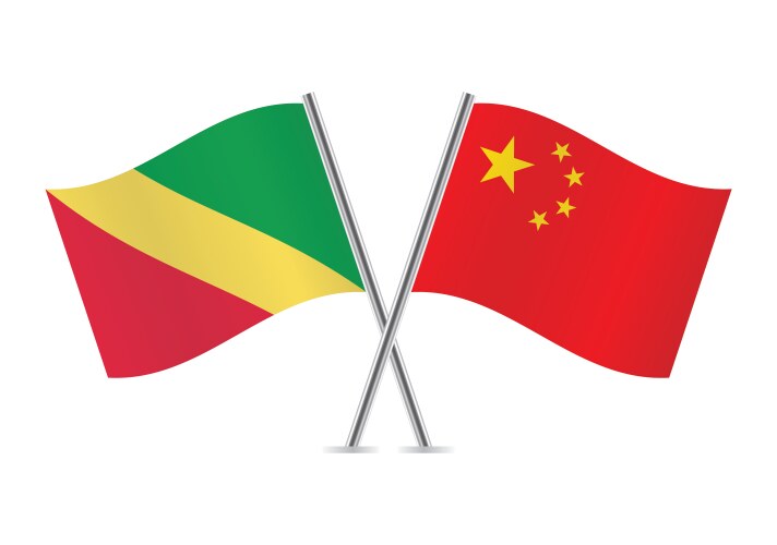 Republic of the congo and china crossed flags vector image