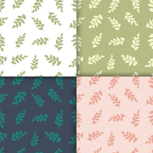 Set of four seamless pattern with leaf abstract vector image