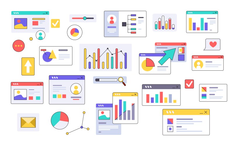 graphics for displays data statistics window vector