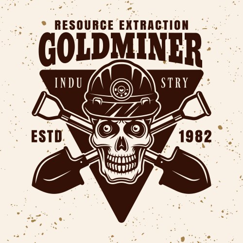 Skull Miner with Shovels Vector Image