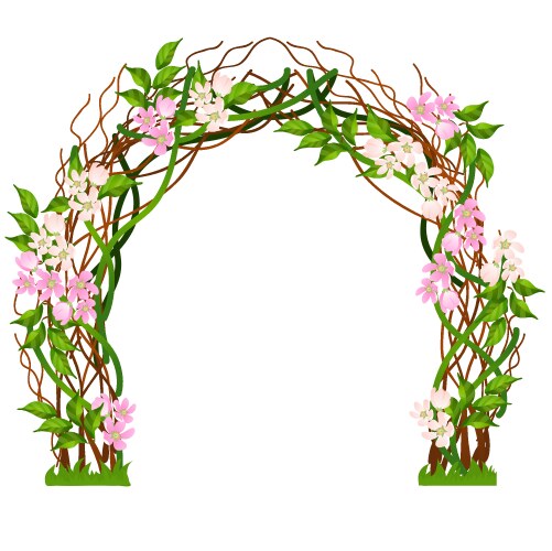 Pink Flower Wedding Arch Vector Image