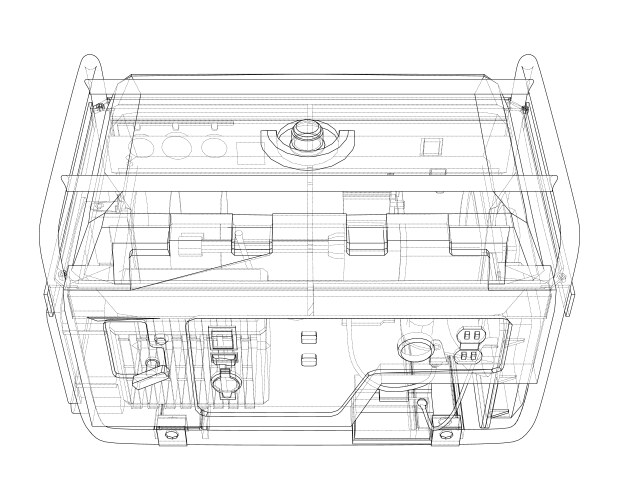 Mobile power generator blueprints Royalty Free Vector Image