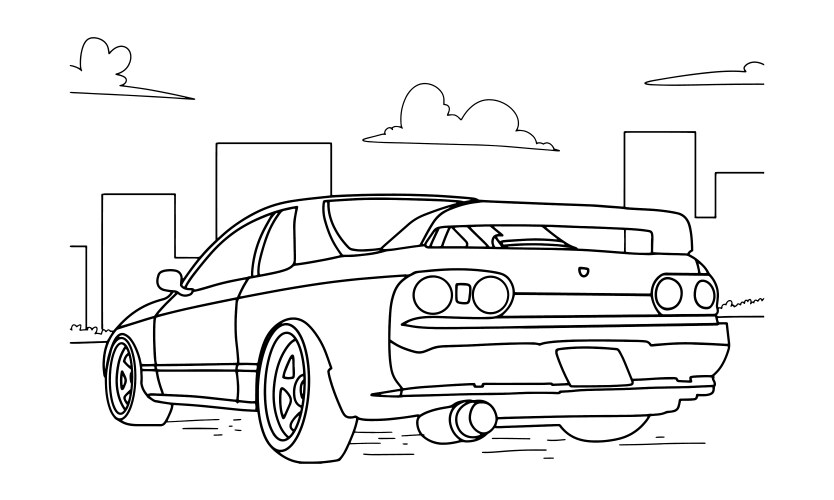 Car line art sketch by hand drawing Vector Image