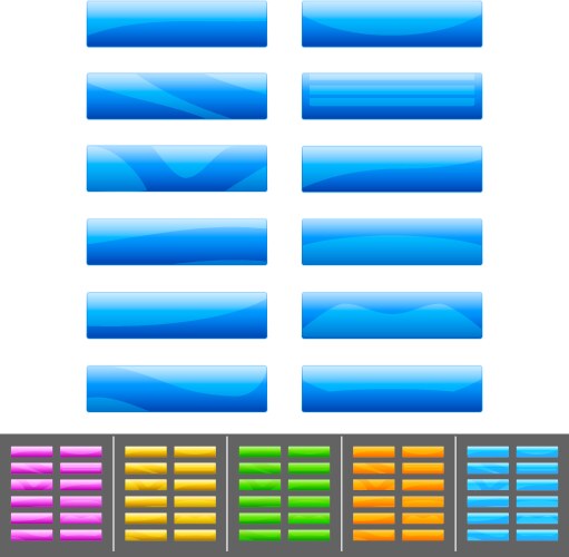 Blue buttons set vector image