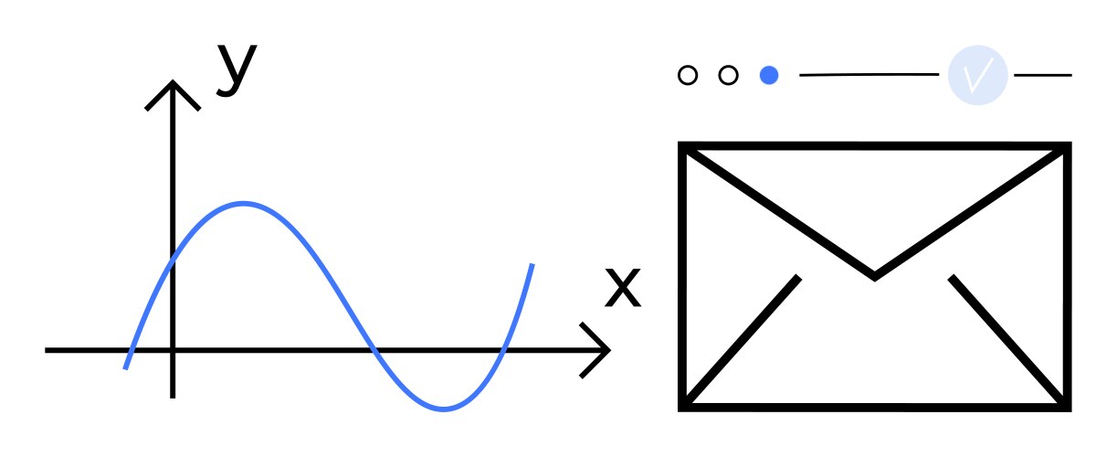 Email notification and graph curve with x y vector image