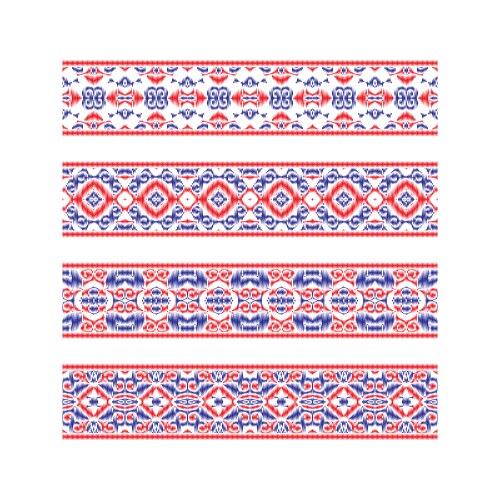 Ethnic Ribbon Patterns - Blue & Red Vector Image