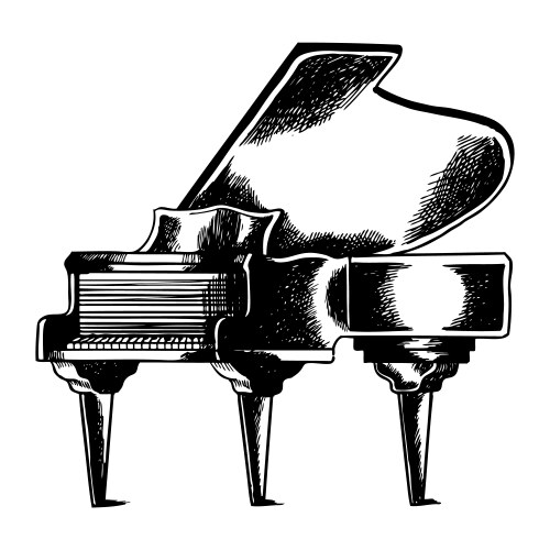 Piano Scratch Board Engraving Vector Image