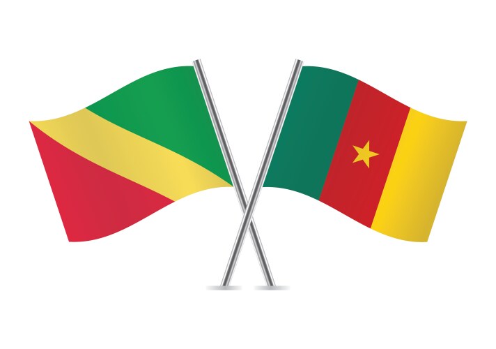 republic of the congo and cameroon flags vector image