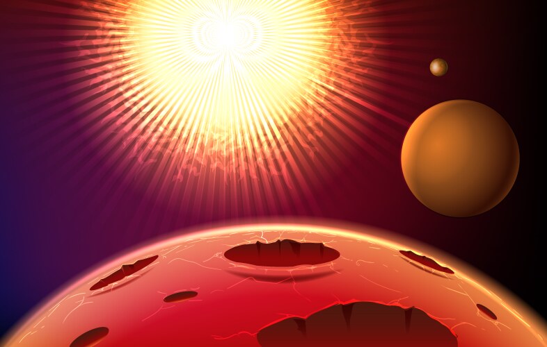 Red mars planet icon cartoon style Royalty Free Vector Image
