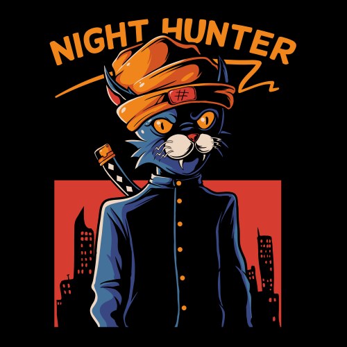 Samurai Cat Warrior Vector Image