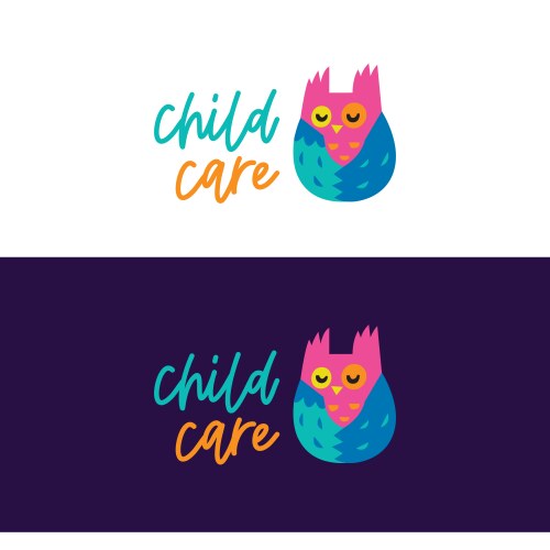 child care logo cartoon owl vector