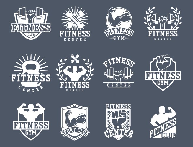 Fitness Emblem & Gym Icon Set Vector Image