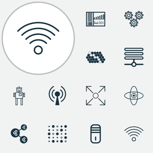 Learning icons set with processor conditional vector image
