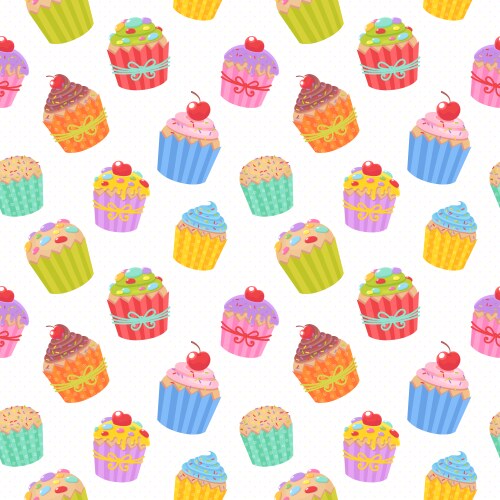 Seamless pink and blue cupcake pattern Royalty Free Vector