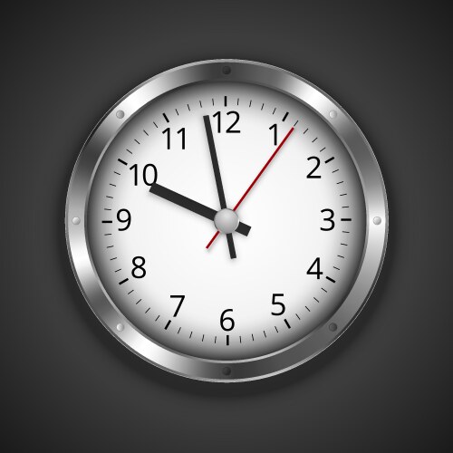 Clock face with shadow on white background Vector Image