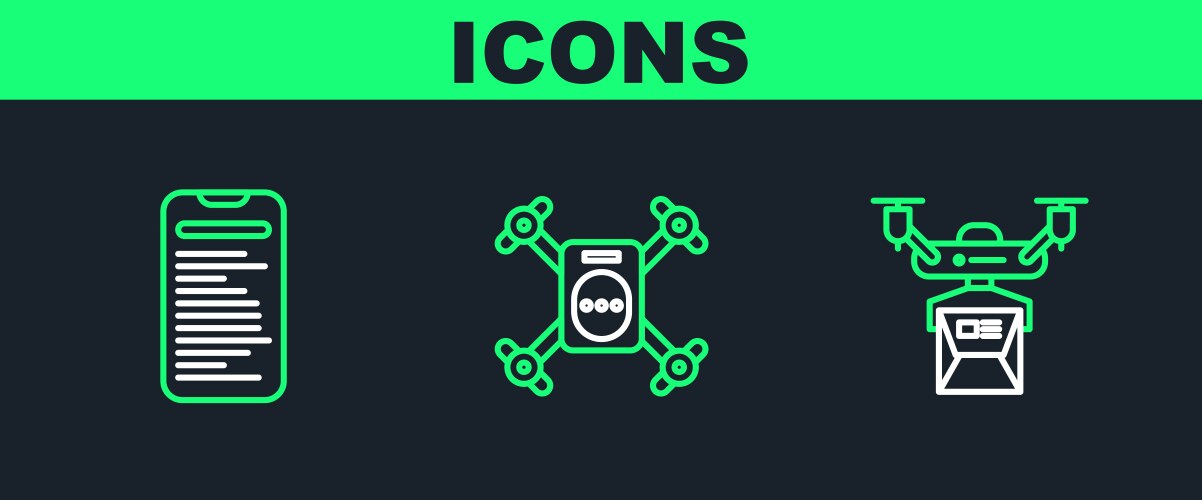 Set line drone delivery concept computer api vector image