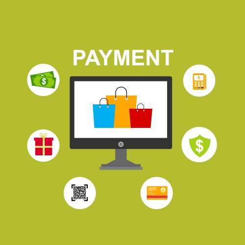 concept online and mobile payments for web page vector image