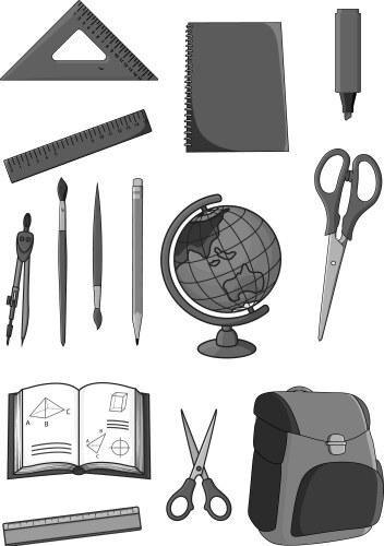 Icons set of school education supplies vector image